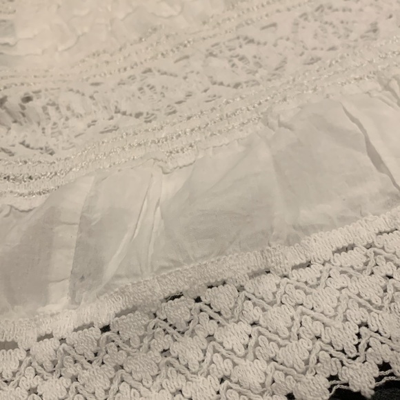 White Lace Peasant Skirt Long Summer Picnic - Picture 2 of 4
